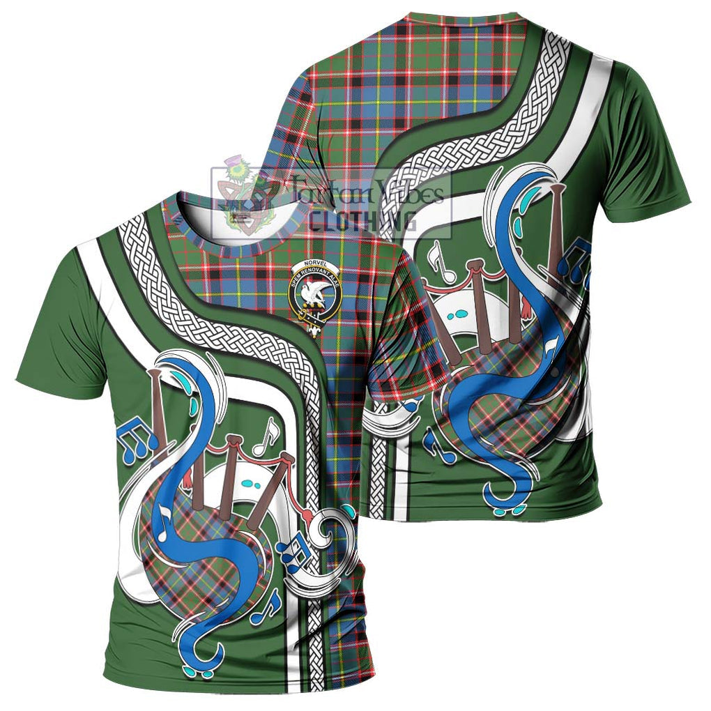 Norvel Tartan T-Shirt with Epic Bagpipe Style - Tartanvibesclothing Shop