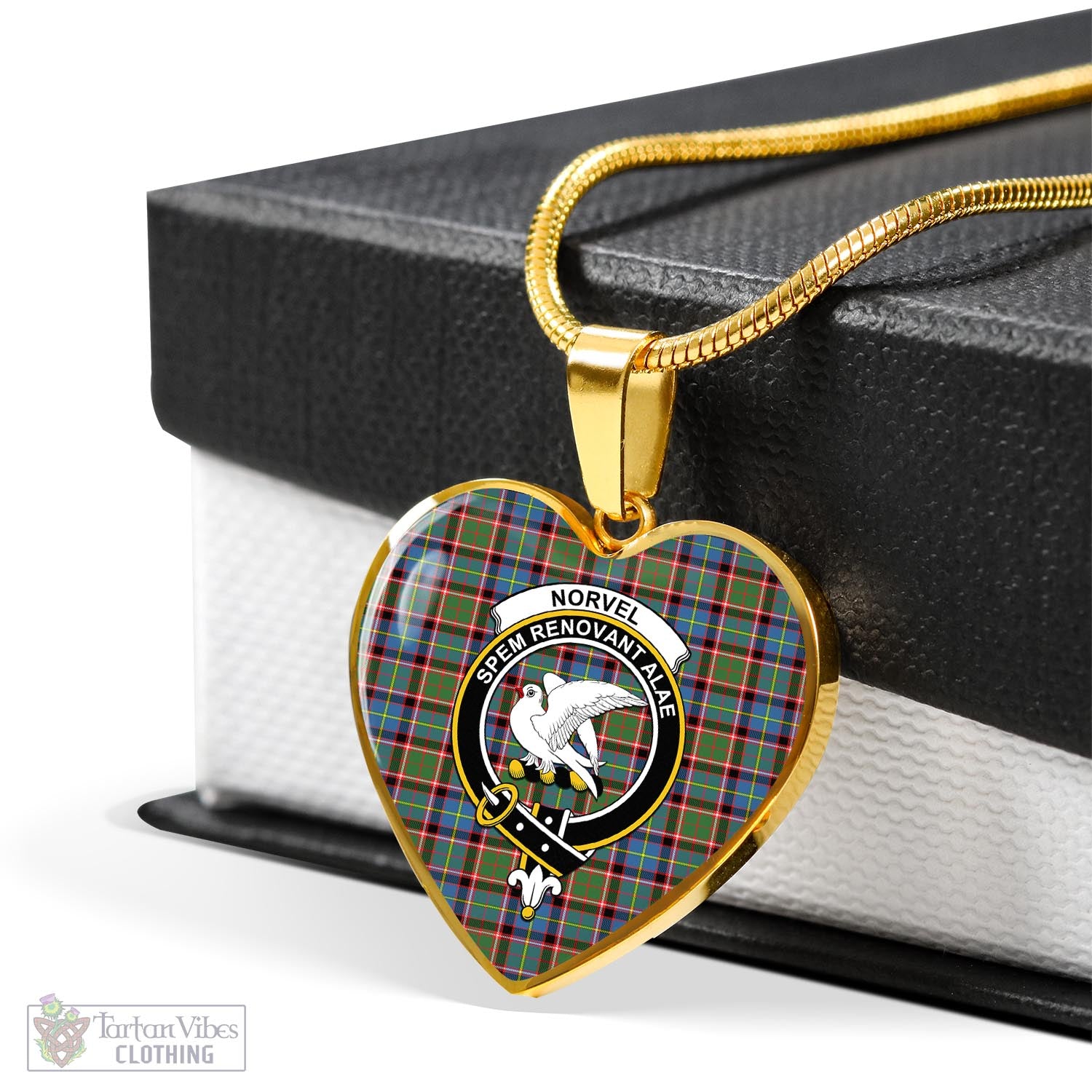 Tartan Vibes Clothing Norvel Tartan Heart Necklace with Family Crest