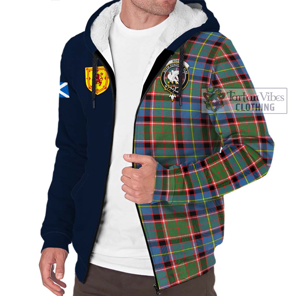 Tartan Vibes Clothing Norvel Tartan Sherpa Hoodie with Scottish Lion Royal Arm Half Style