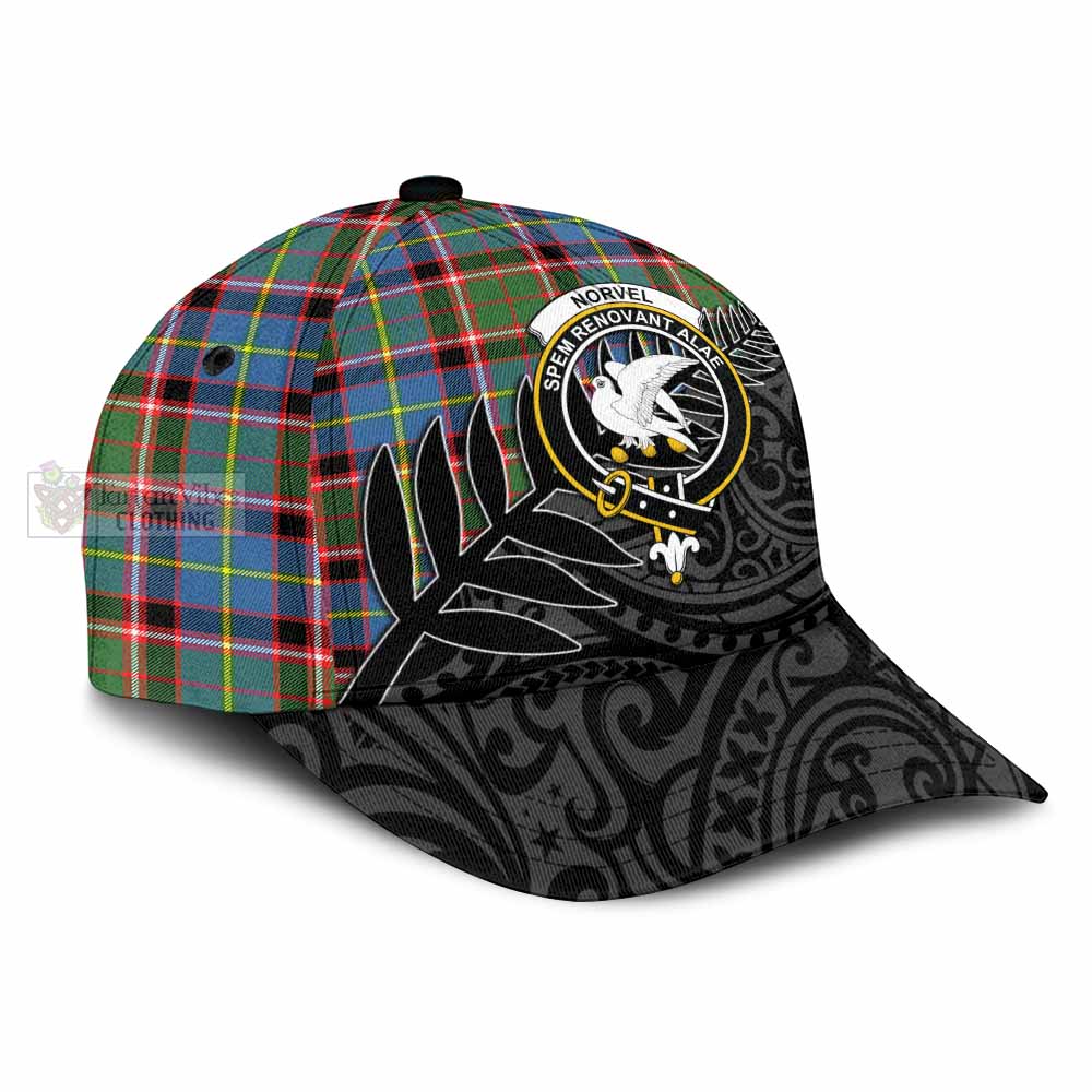 Tartan Vibes Clothing Norvel Tartan Classic Cap with New Zealand Silver Fern Half Style