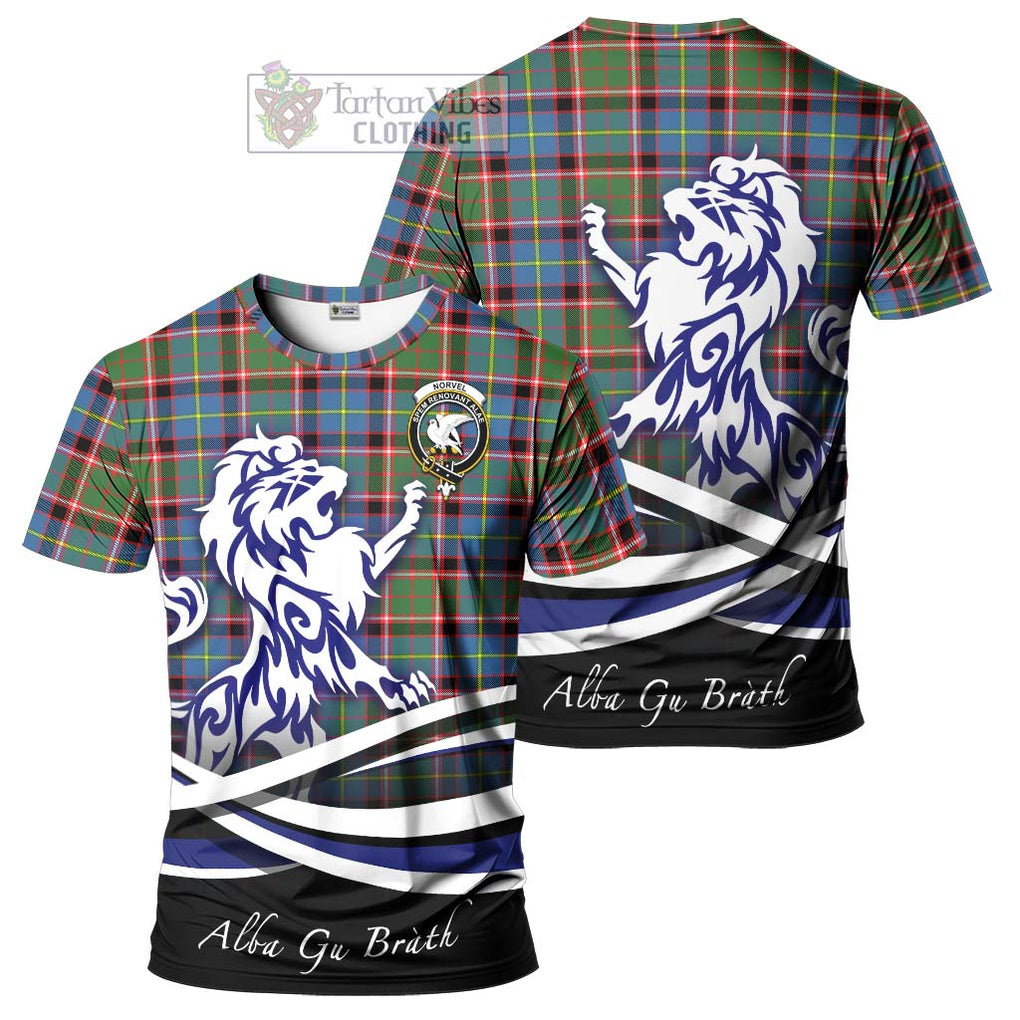 Tartan Vibes Clothing Norvel Tartan Cotton T-shirt with Alba Gu Brath Regal Lion Emblem