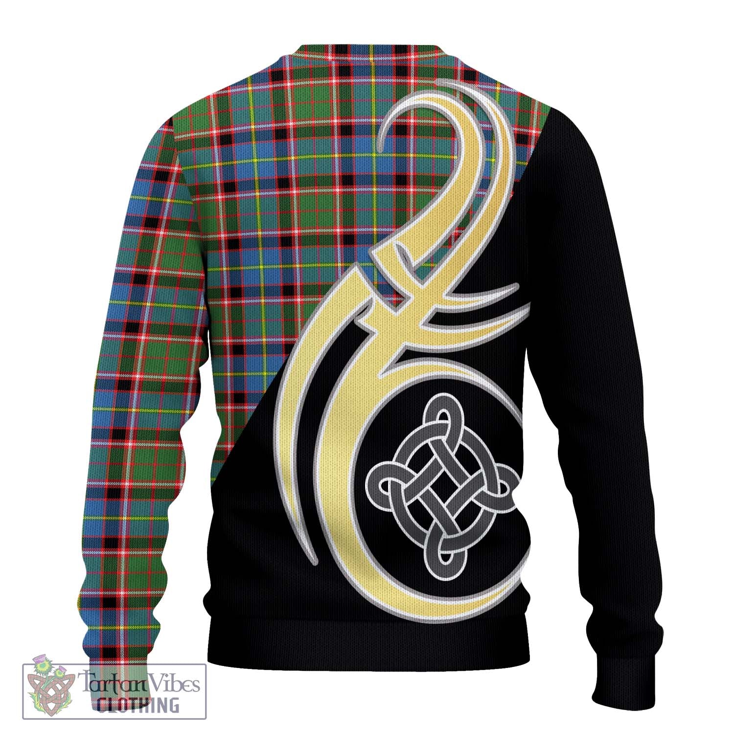 Tartan Vibes Clothing Norvel Tartan Knitted Sweater with Family Crest and Celtic Symbol Style