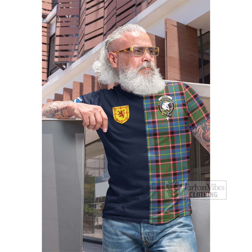 Tartan Vibes Clothing Norvel Tartan Cotton T-shirt with Scottish Lion Royal Arm Half Style