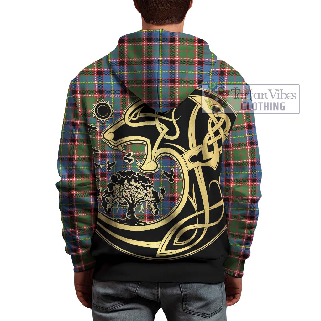 Tartan Vibes Clothing Norvel Tartan Hoodie with Family Crest Celtic Wolf Style
