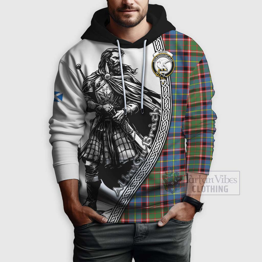 Tartan Vibes Clothing Norvel Tartan Clan Crest Hoodie with Highlander Warrior Celtic Style