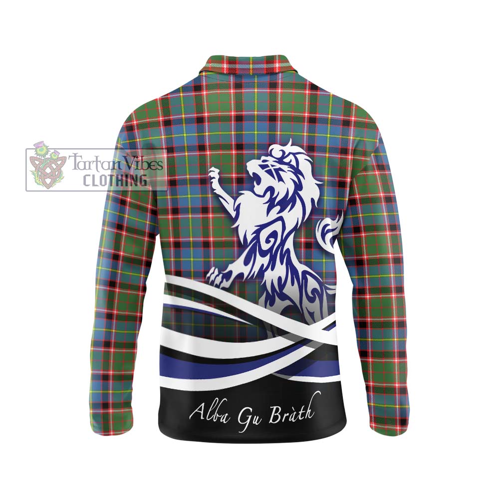 Tartan Vibes Clothing Norvel Tartan Long Sleeve Polo Shirt with Alba Gu Brath Regal Lion Emblem