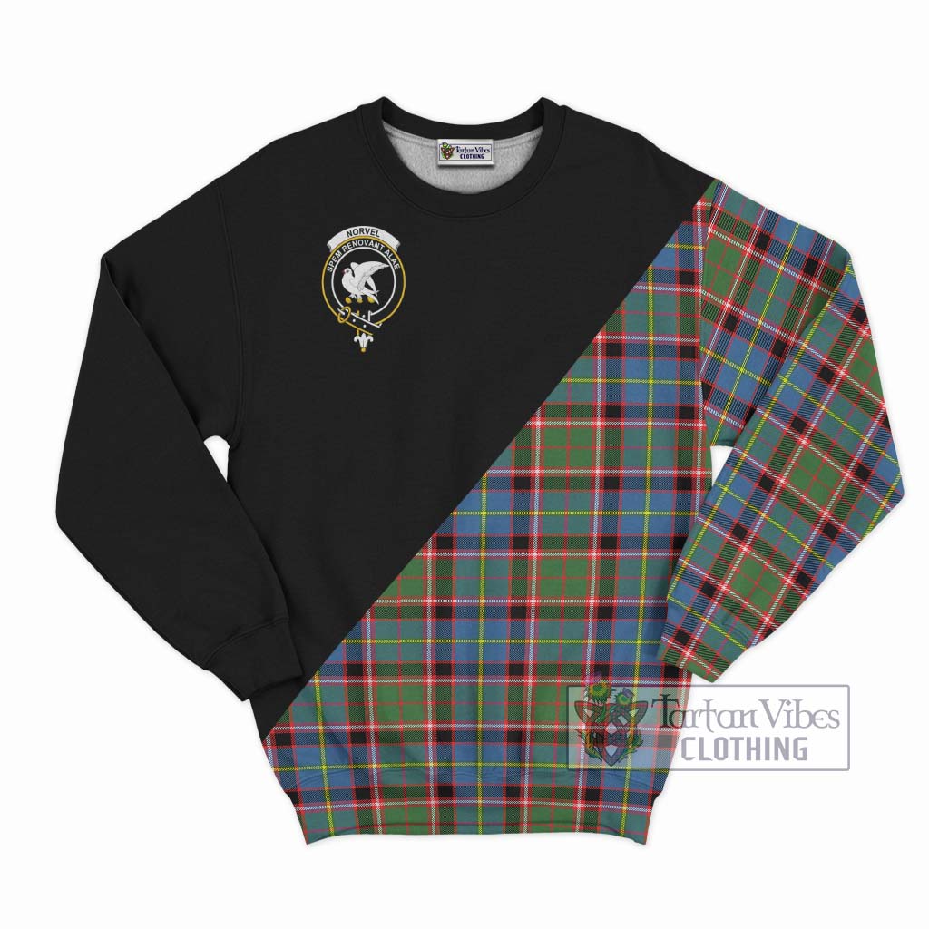 Tartan Vibes Clothing Norvel Tartan Sweatshirt with Family Crest and Military Logo Style