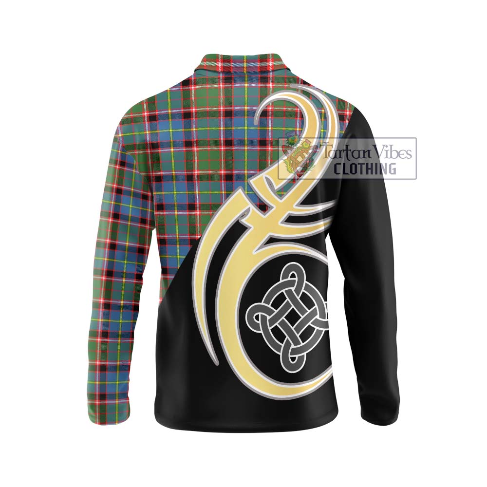 Tartan Vibes Clothing Norvel Tartan Long Sleeve Polo Shirt with Family Crest and Celtic Symbol Style