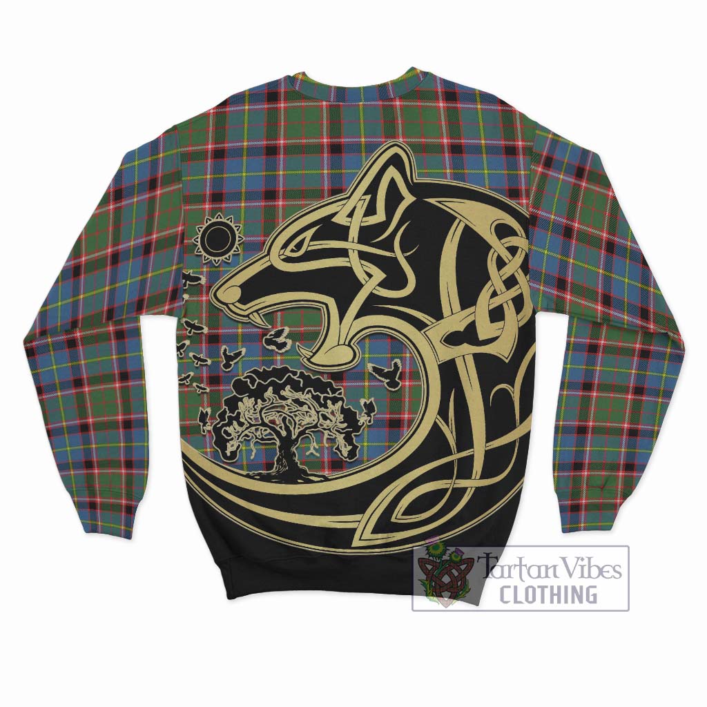 Tartan Vibes Clothing Norvel Tartan Sweatshirt with Family Crest Celtic Wolf Style