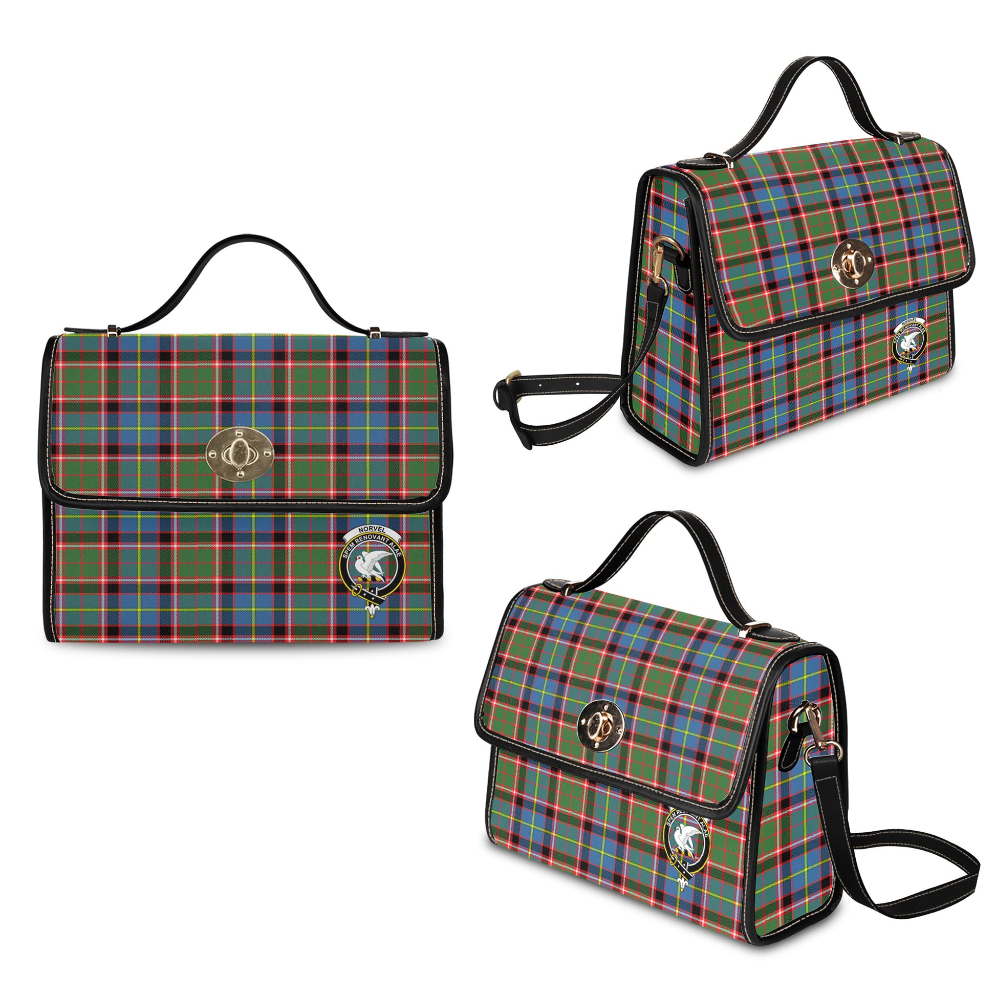 norvel-tartan-leather-strap-waterproof-canvas-bag-with-family-crest