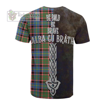Norvel Tartan Family Crest Cotton T-shirt Alba Gu Brath Be Brave Lion Ancient Style - Tartan Vibes Clothing
