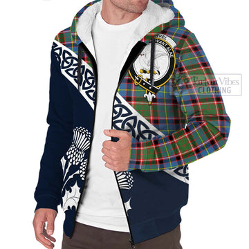 Norvel Tartan Sherpa Hoodie Featuring Thistle and Scotland Map