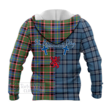 Norvel Tartan Knitted Hoodie Happy St. Andrew's Day Half Tartan Style