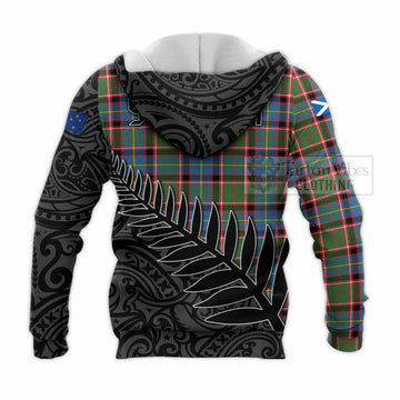 Norvel Crest Tartan Knitted Hoodie with New Zealand Silver Fern Half Style