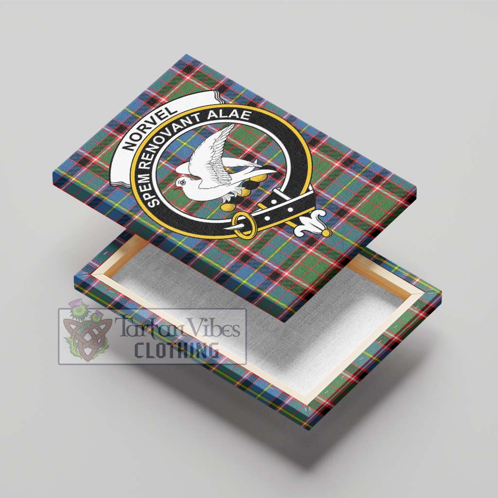 Tartan Vibes Clothing Norvel Tartan Canvas Print Wall Art with Family Crest