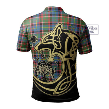 Norvel Tartan Polo Shirt with Family Crest Celtic Wolf Style