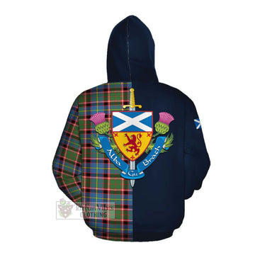 Norvel Tartan Cotton Hoodie Alba with Scottish Lion Royal Arm Half Style