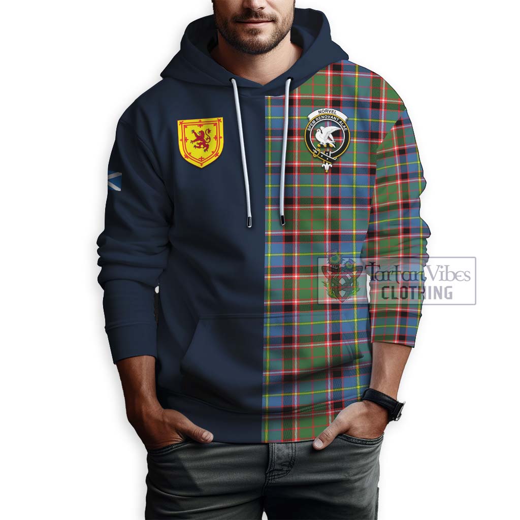 Tartan Vibes Clothing Norvel Tartan Hoodie with Scottish Lion Royal Arm Half Style