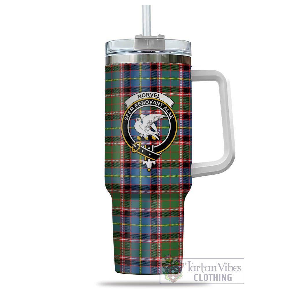 Tartan Vibes Clothing Norvel Tartan and Family Crest Tumbler with Handle