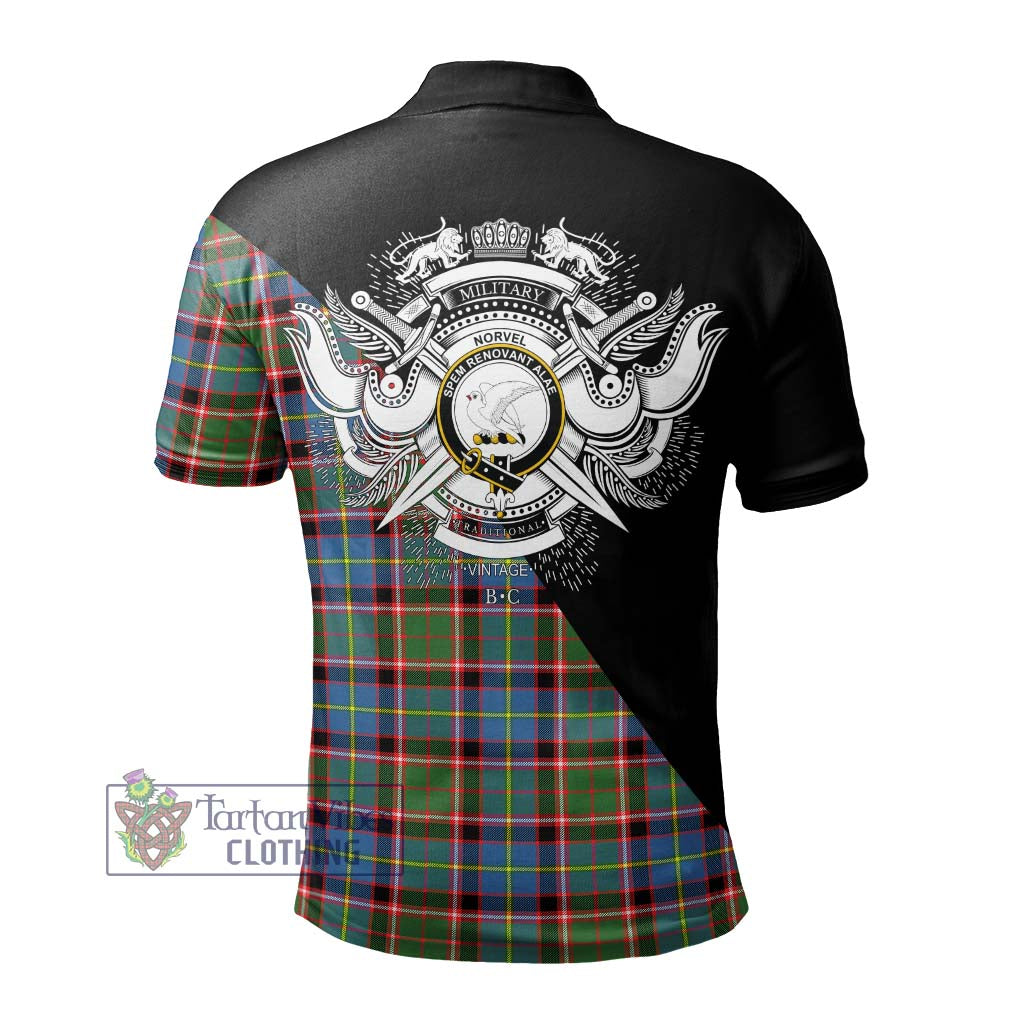 Tartan Vibes Clothing Norvel Tartan Polo Shirt with Family Crest and Military Logo Style