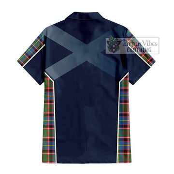 Norvel Tartan Short Sleeve Button Shirt with Family Crest and Lion Rampant Vibes Sport Style