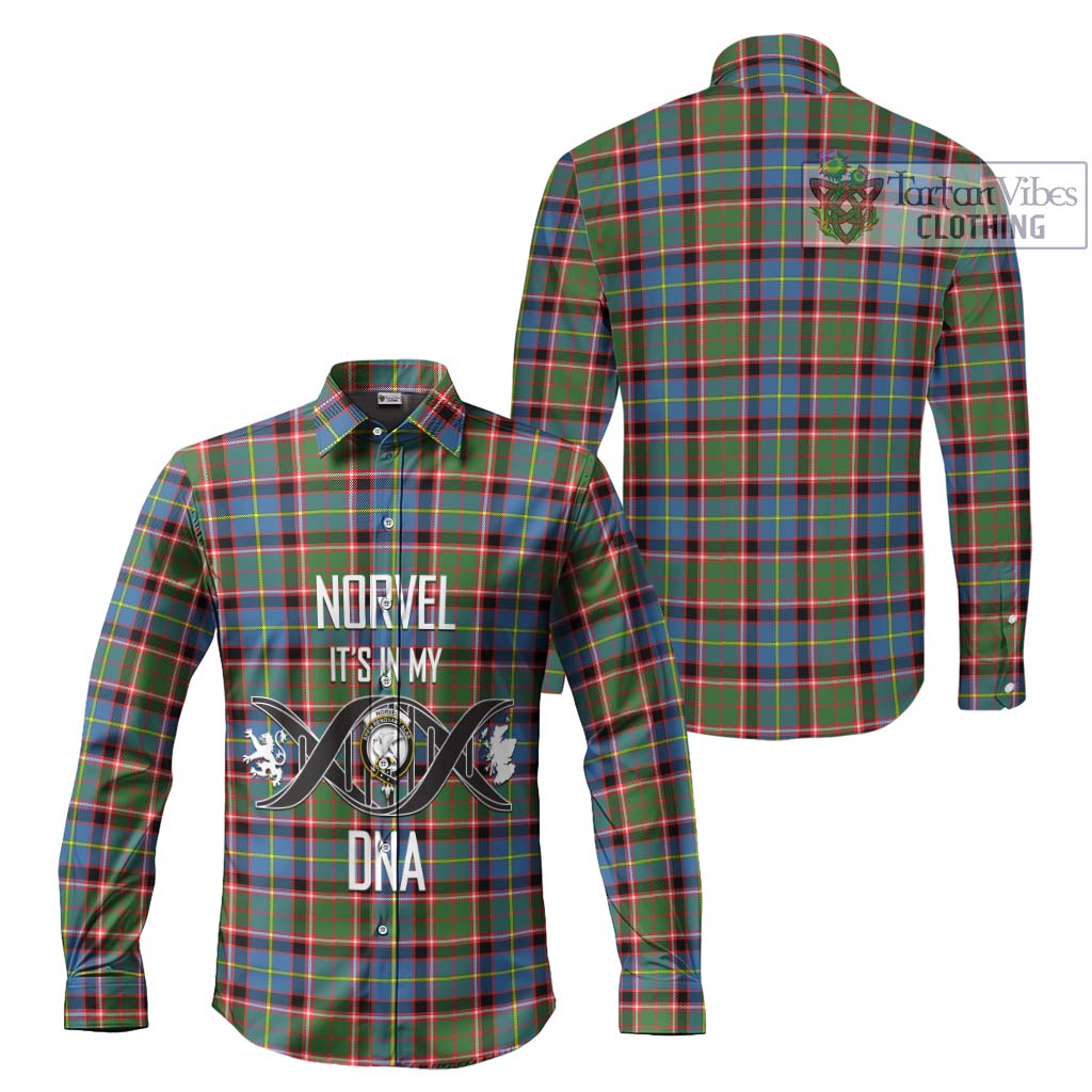 Tartan Vibes Clothing Norvel Tartan Long Sleeve Button Shirt with Family Crest DNA In Me Style