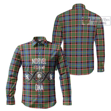 Norvel Tartan Long Sleeve Button Shirt with Family Crest DNA In Me Style