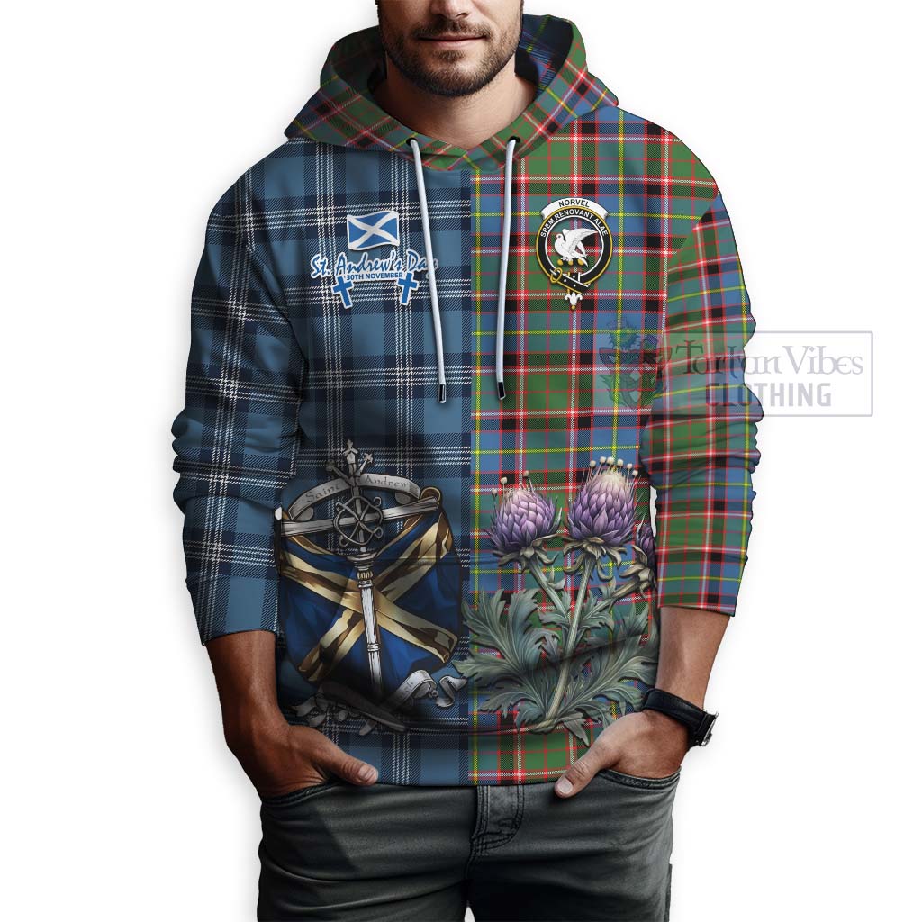 Tartan Vibes Clothing Norvel Tartan Hoodie Happy St. Andrew's Day Half Tartan Style