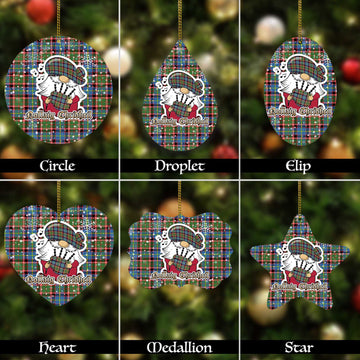 Norvel Tartan Christmas Ornaments with Scottish Gnome Playing Bagpipes
