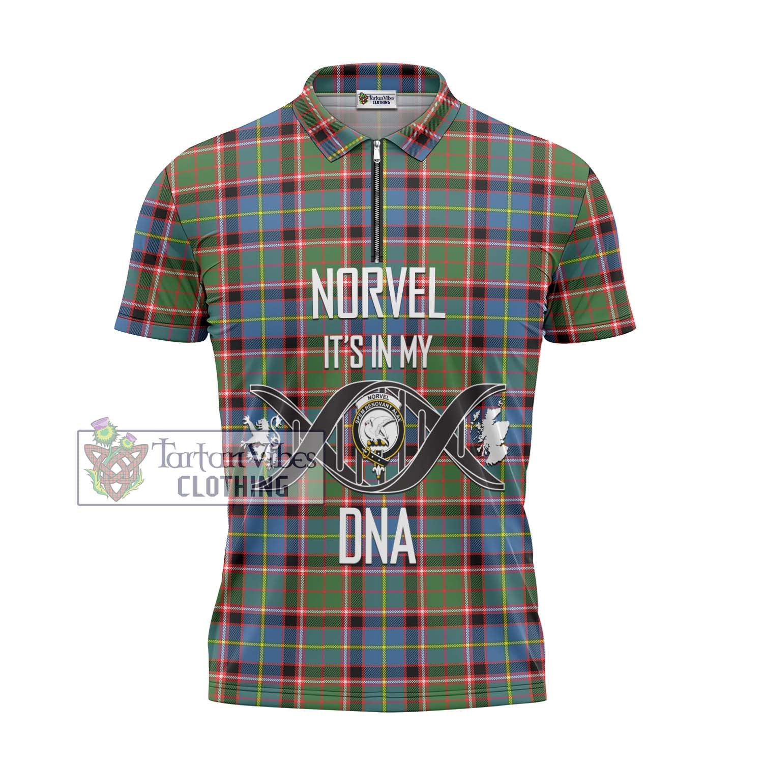 Tartan Vibes Clothing Norvel Tartan Zipper Polo Shirt with Family Crest DNA In Me Style