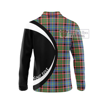 Norvel Tartan Long Sleeve Polo Shirt with Family Crest Circle Style