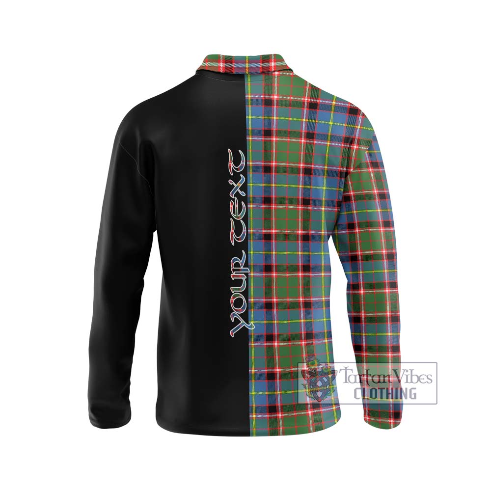 Tartan Vibes Clothing Norvel Tartan Long Sleeve Polo Shirt with Family Crest and Half Of Me Style