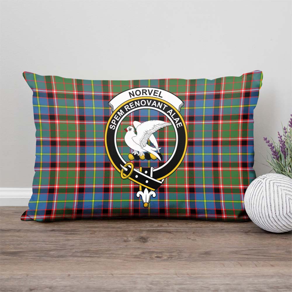 Norvel Tartan Pillow Cover with Family Crest Rectangle Pillow Cover - Tartanvibesclothing