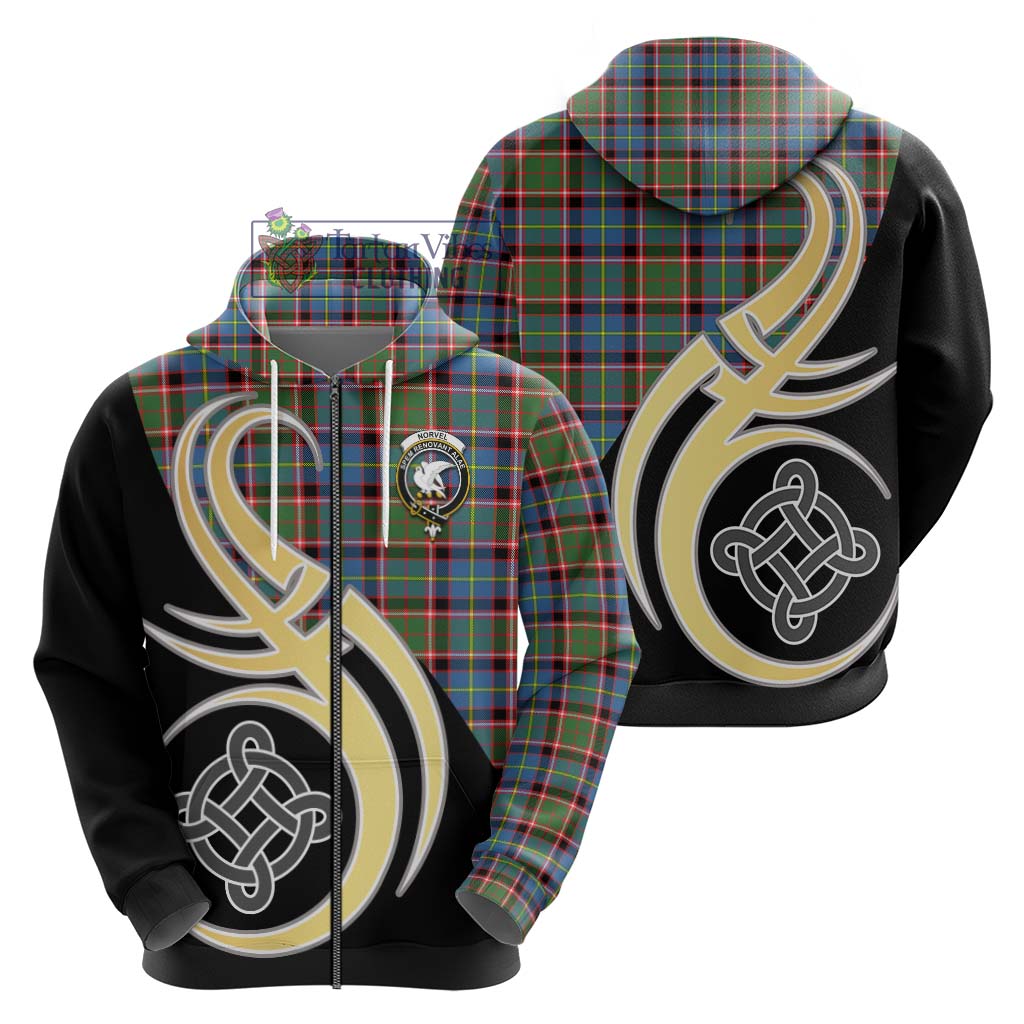 Tartan Vibes Clothing Norvel Tartan Hoodie with Family Crest and Celtic Symbol Style