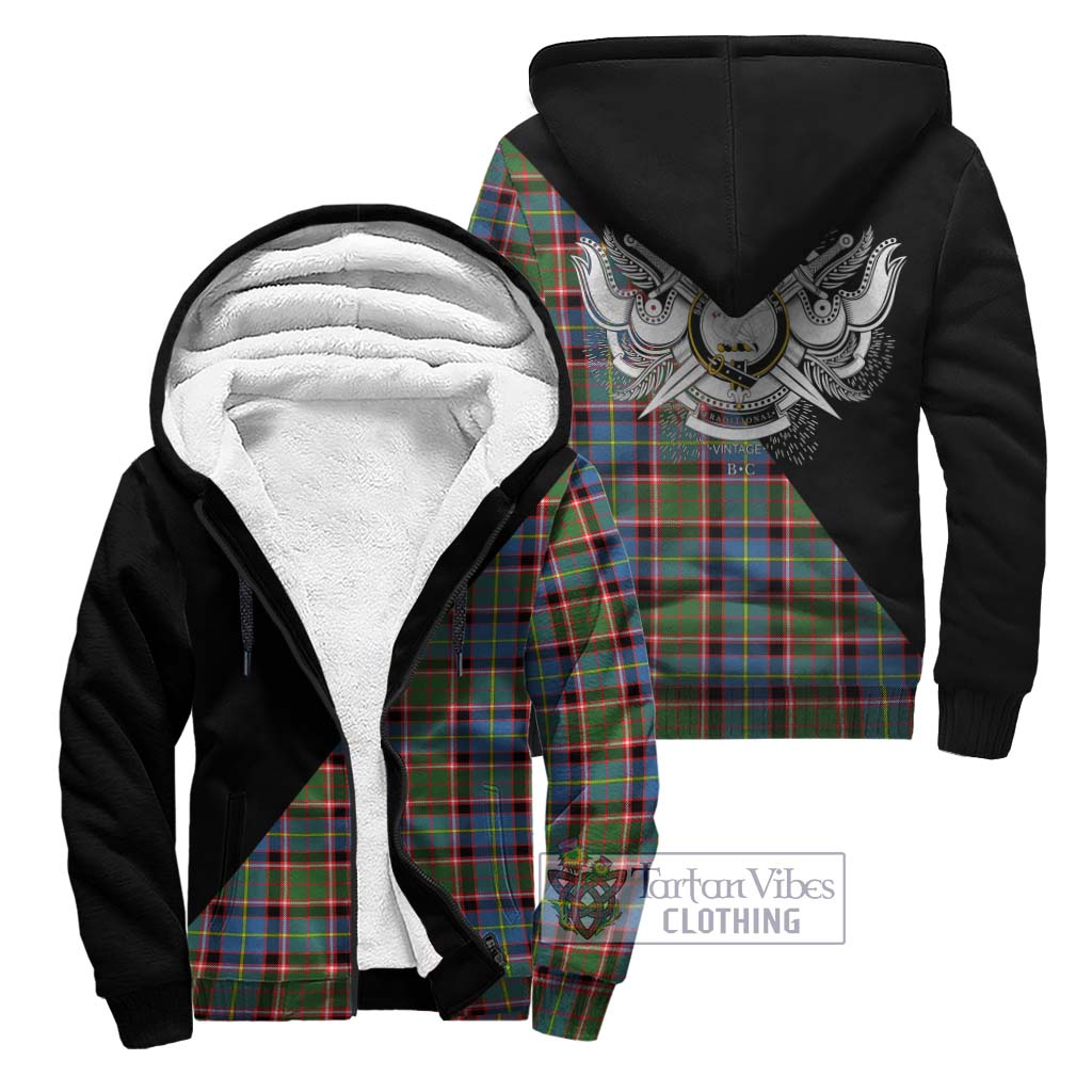 Tartan Vibes Clothing Norvel Tartan Sherpa Hoodie with Family Crest and Military Logo Style