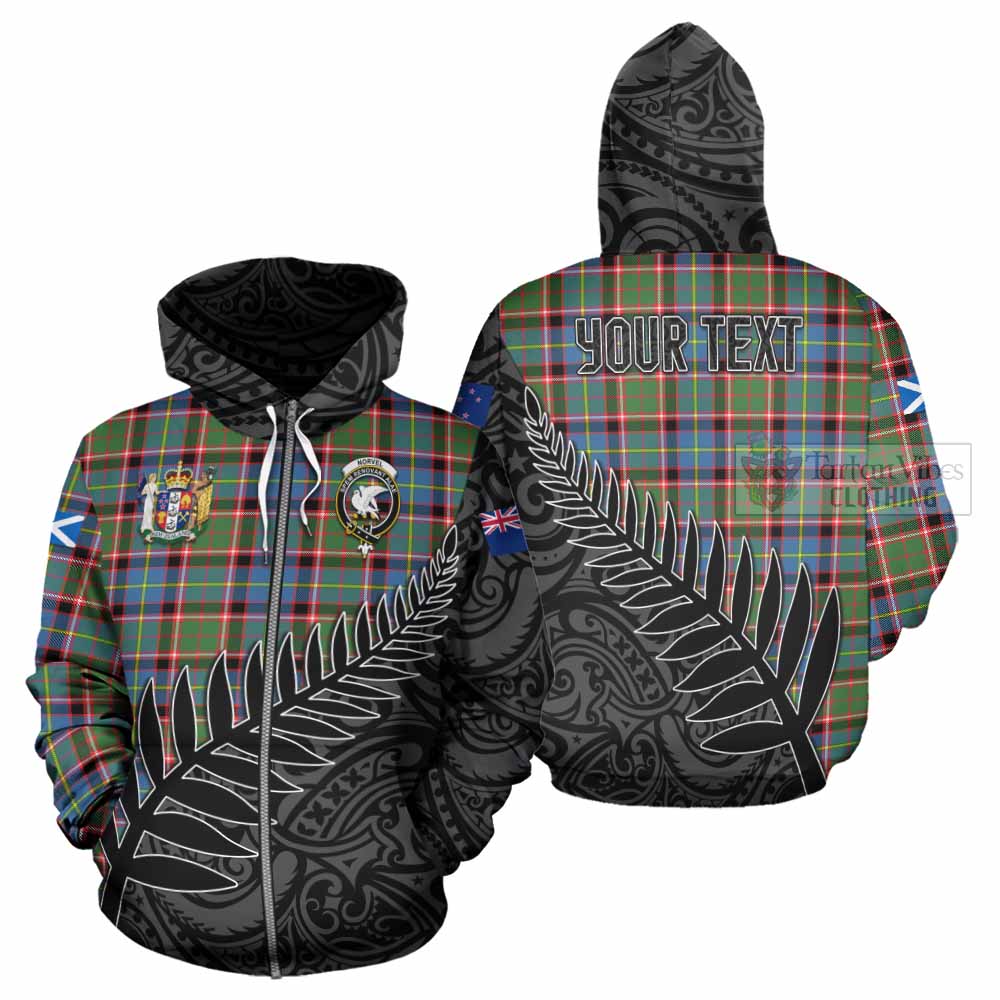 Tartan Vibes Clothing Norvel Crest Tartan Hoodie with New Zealand Silver Fern Half Style