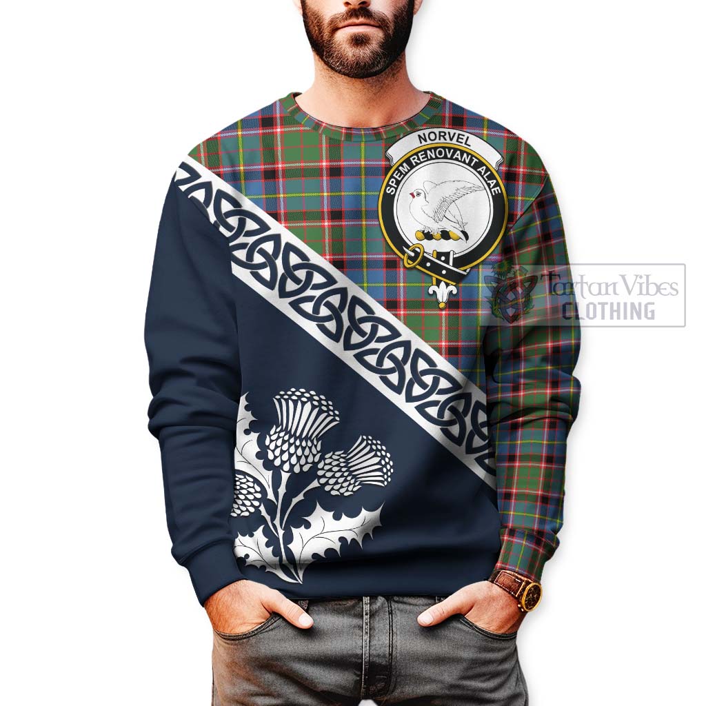 Tartan Vibes Clothing Norvel Tartan Sweatshirt Featuring Thistle and Scotland Map