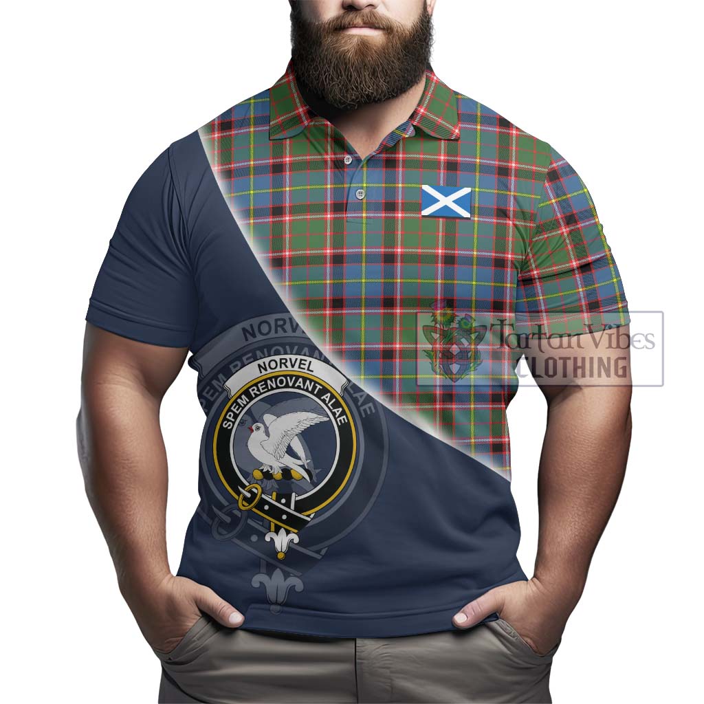 Tartan Vibes Clothing Norvel Tartan Polo Shirt with Personalised National Flag and Family Crest Half Style