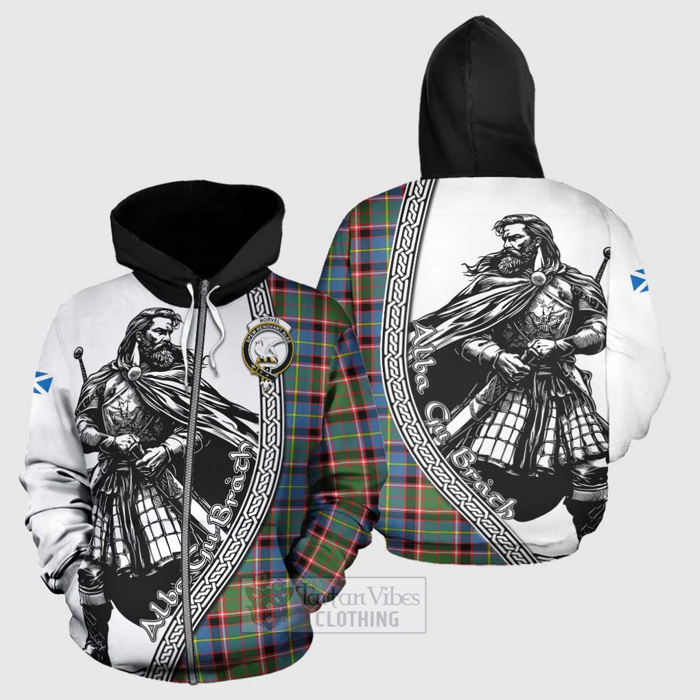 Tartan Vibes Clothing Norvel Tartan Clan Crest Hoodie with Highlander Warrior Celtic Style