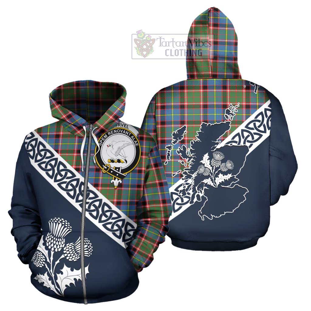 Tartan Vibes Clothing Norvel Tartan Hoodie Featuring Thistle and Scotland Map