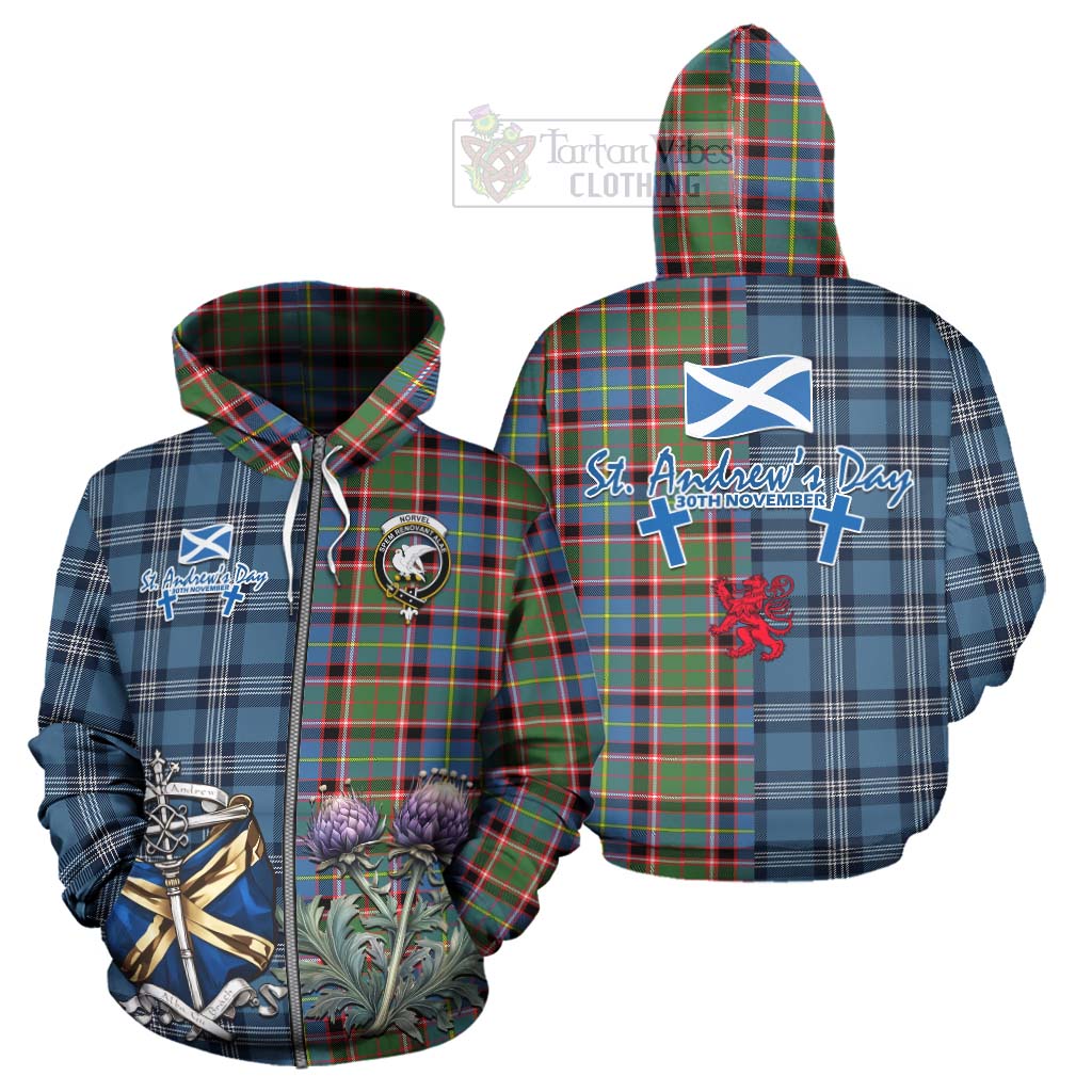 Tartan Vibes Clothing Norvel Tartan Hoodie Happy St. Andrew's Day Half Tartan Style