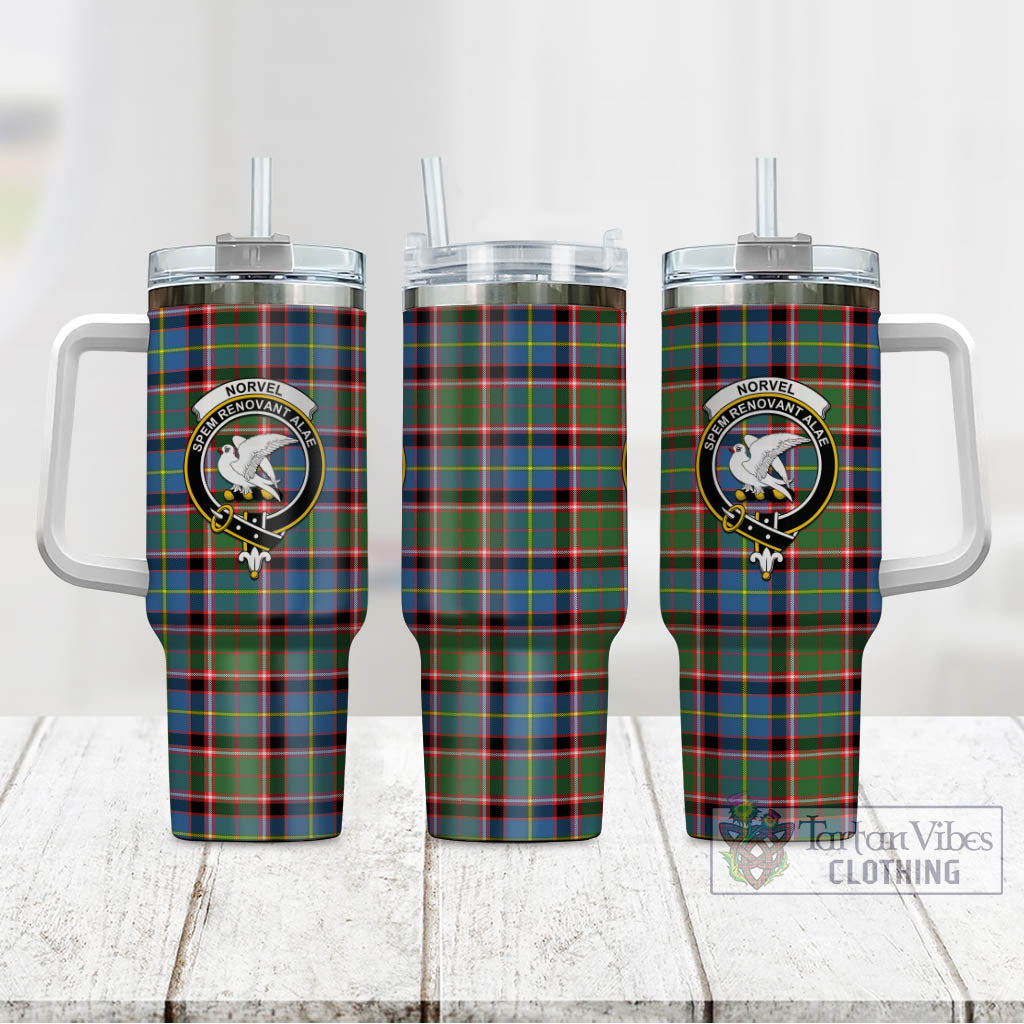 Tartan Vibes Clothing Norvel Tartan and Family Crest Tumbler with Handle