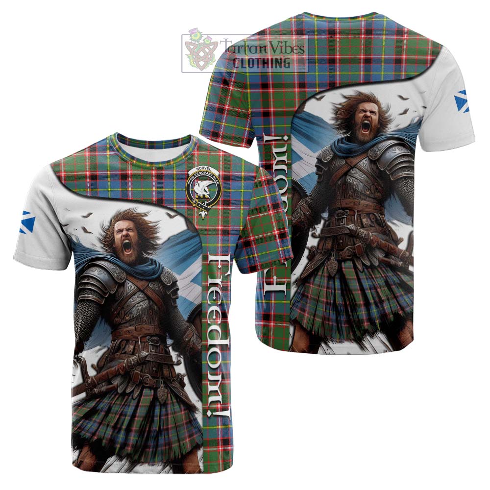 Tartan Vibes Clothing Norvel Crest Tartan Cotton T-shirt Inspired by the Freedom of Scottish Warrior