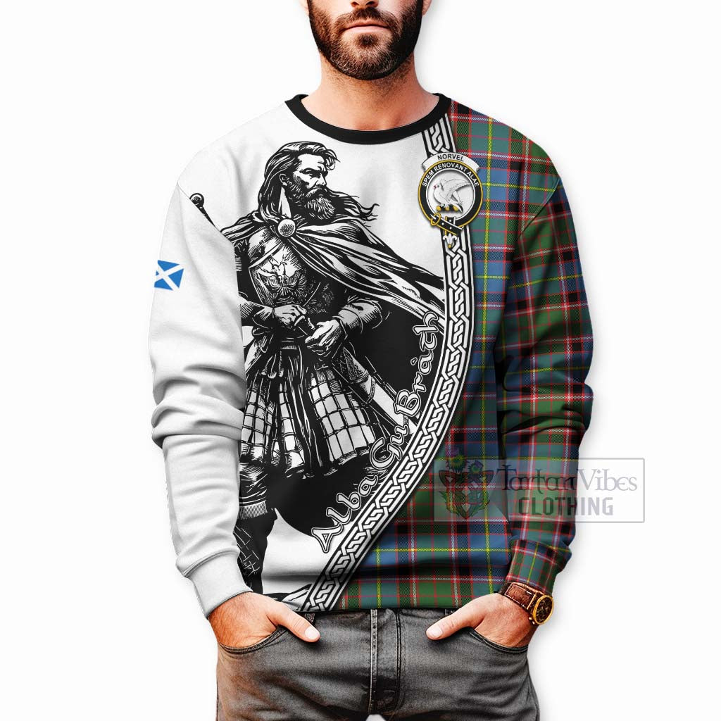 Tartan Vibes Clothing Norvel Tartan Clan Crest Sweatshirt with Highlander Warrior Celtic Style