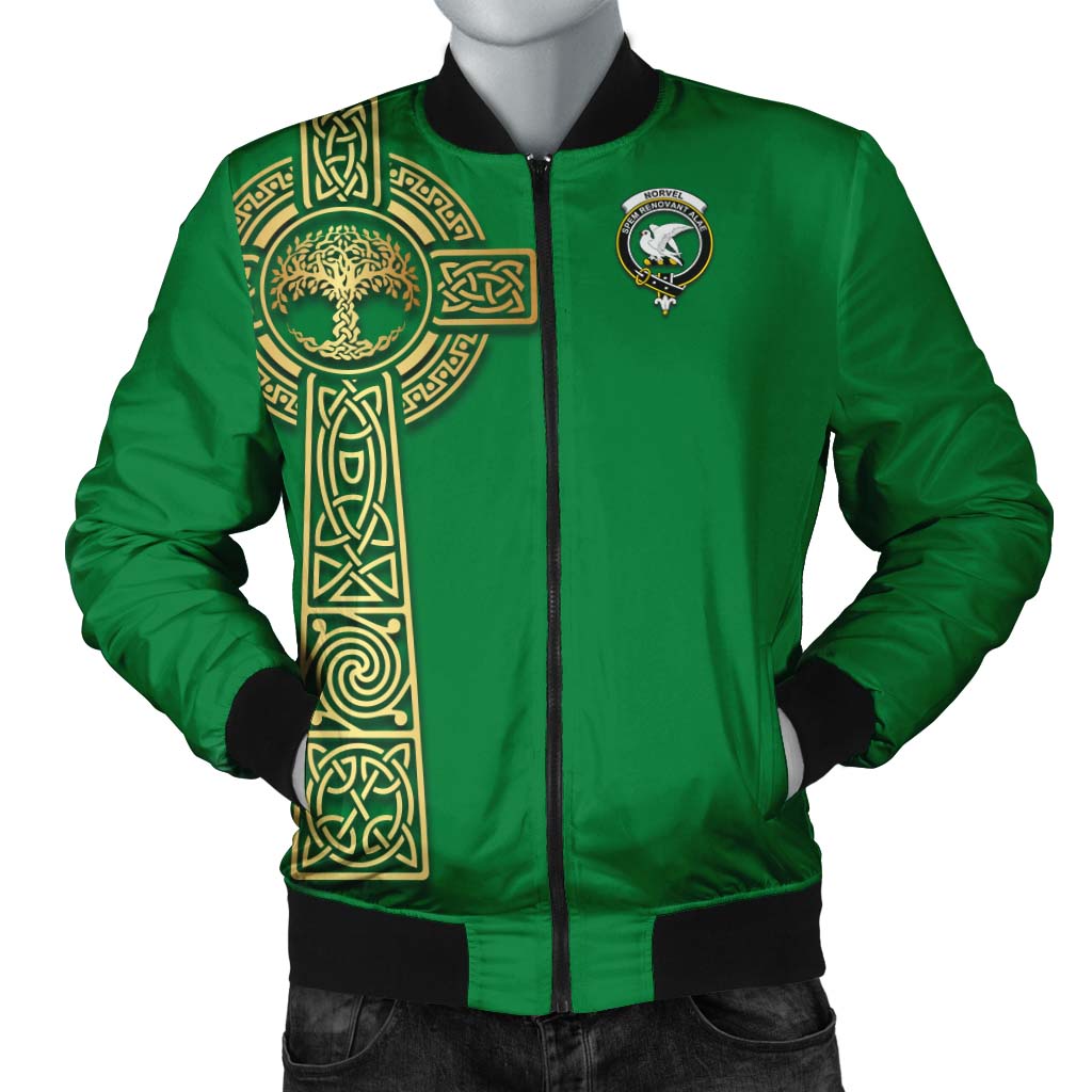 Norvel Clan Bomber Jacket with Golden Celtic Tree Of Life Unisex Irish Green - Tartanvibesclothing