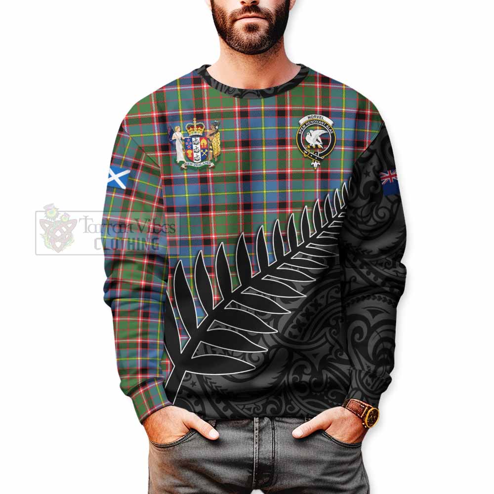 Tartan Vibes Clothing Norvel Crest Tartan Sweatshirt with New Zealand Silver Fern Half Style