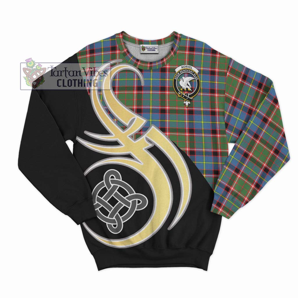 Tartan Vibes Clothing Norvel Tartan Sweatshirt with Family Crest and Celtic Symbol Style