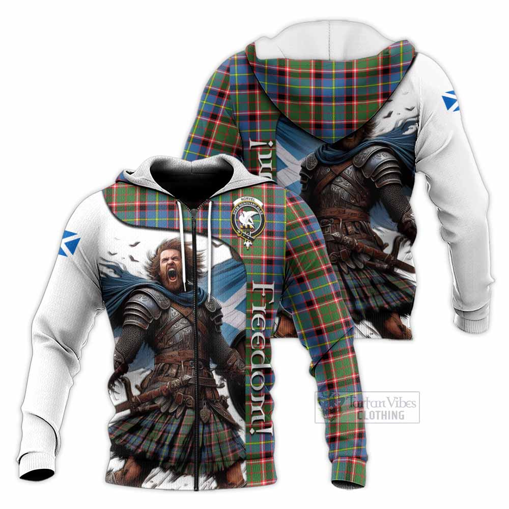 Tartan Vibes Clothing Norvel Crest Tartan Knitted Hoodie Inspired by the Freedom of Scottish Warrior