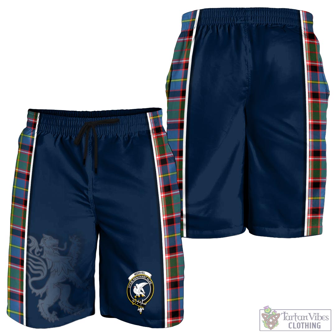 Tartan Vibes Clothing Norvel Tartan Men's Shorts with Family Crest and Lion Rampant Vibes Sport Style