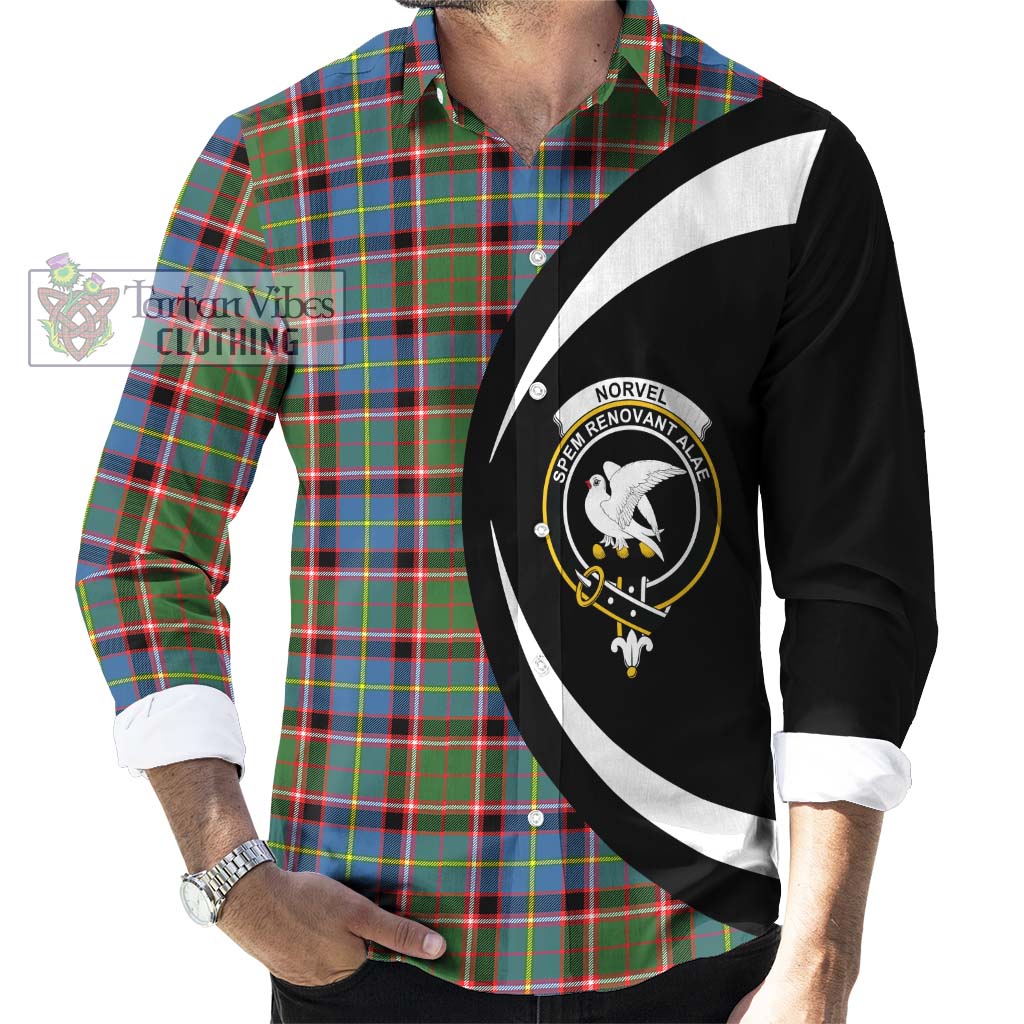 Tartan Vibes Clothing Norvel Tartan Long Sleeve Button Up with Family Crest Circle Style